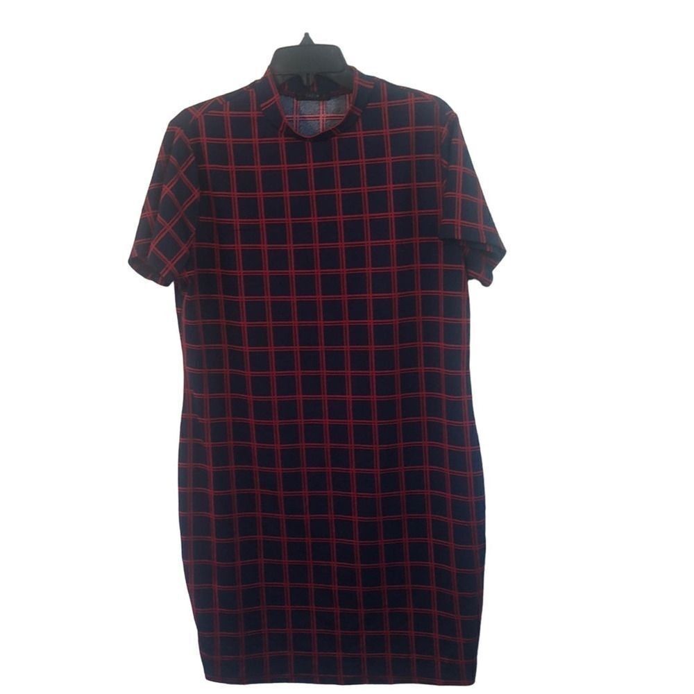 SHEIN 3XL Plus Size Plaid Mock Neck Short Sleeve Bodycon Dress‎